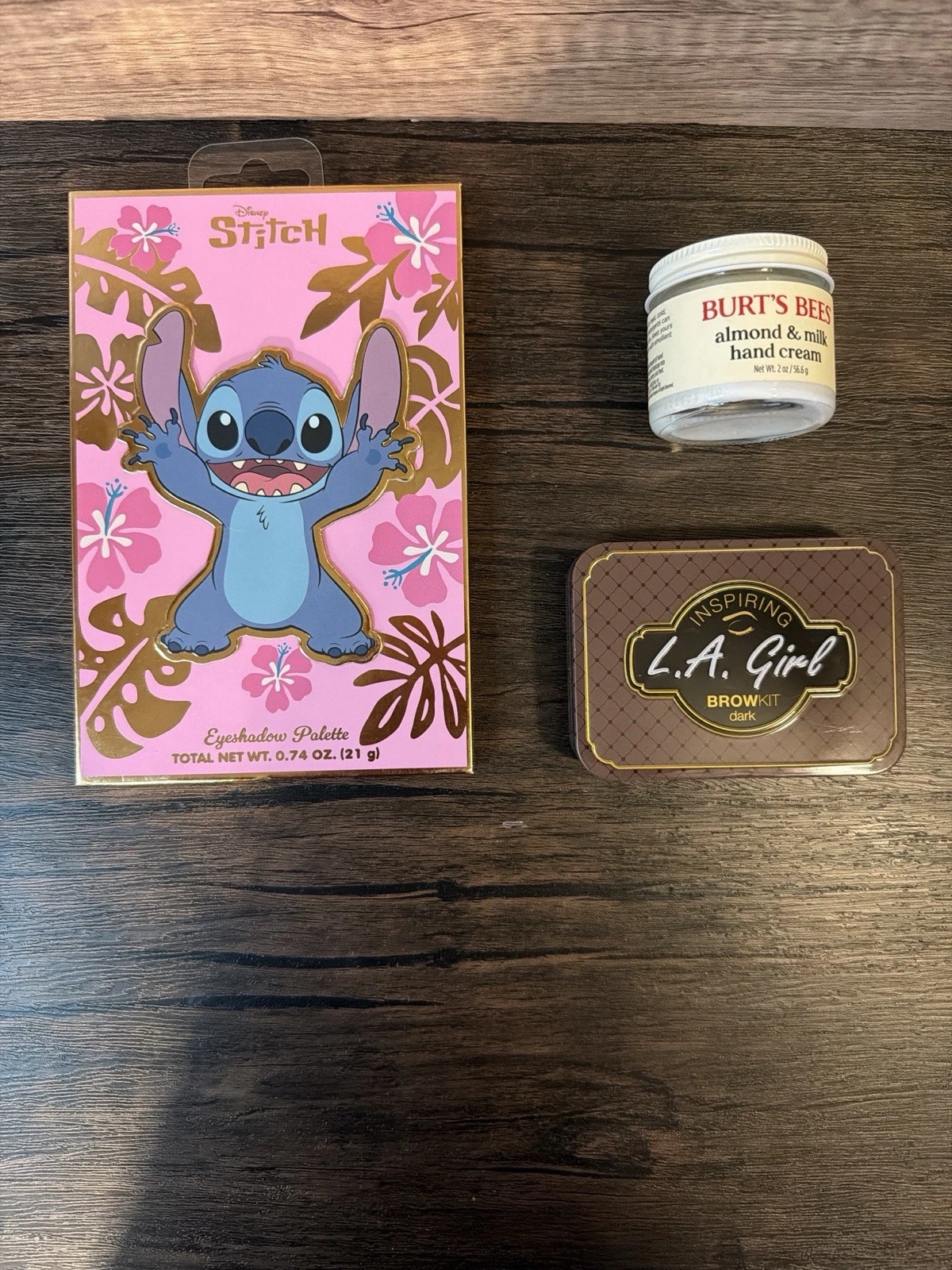 Disney Stitch Makeup Palette LA Girl Brow Kit Burt’s Bees Hand Cream Bundle Lot