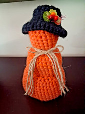 Crocheted Pumpkin Three Stack Fall Harvest Halloween Thanksgiving Decoration