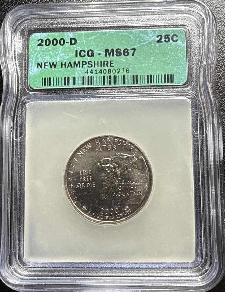 2000 D ICG MS67 NEW HAMPSHIRE QUARTER Beautiful State Quarter - Image 2 of 4