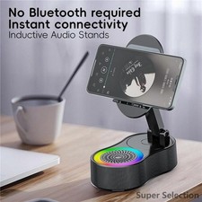Portable Wireless Charging Bluetooth Speaker With Phone Holder, 5W, 1500mAh, RGB