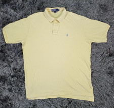 Polo Ralph Lauren Polo Shirt Men Large Yellow Short Sleeve Embroidered Pony Flaw