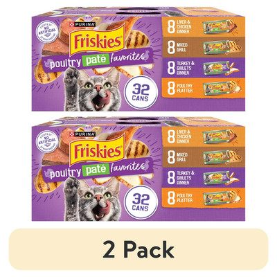 2 Pack, Purina Friskies Pate, Soft Poultry Variety Pack, Wet Cat Food, 5.5 oz