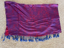 Pashmina Red Blue Paisley Scarf Shawl Wrap Fringe Women New