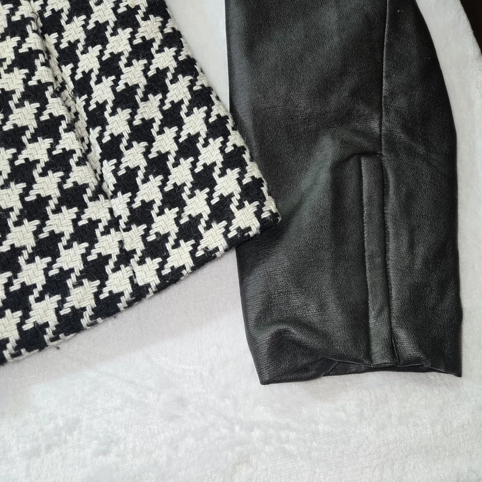 Chaqueta Blazer A.N.A A New Approach Pata de Gallo Talla L Mezcla de Lana Imitación Cuero Foto 3 de 4