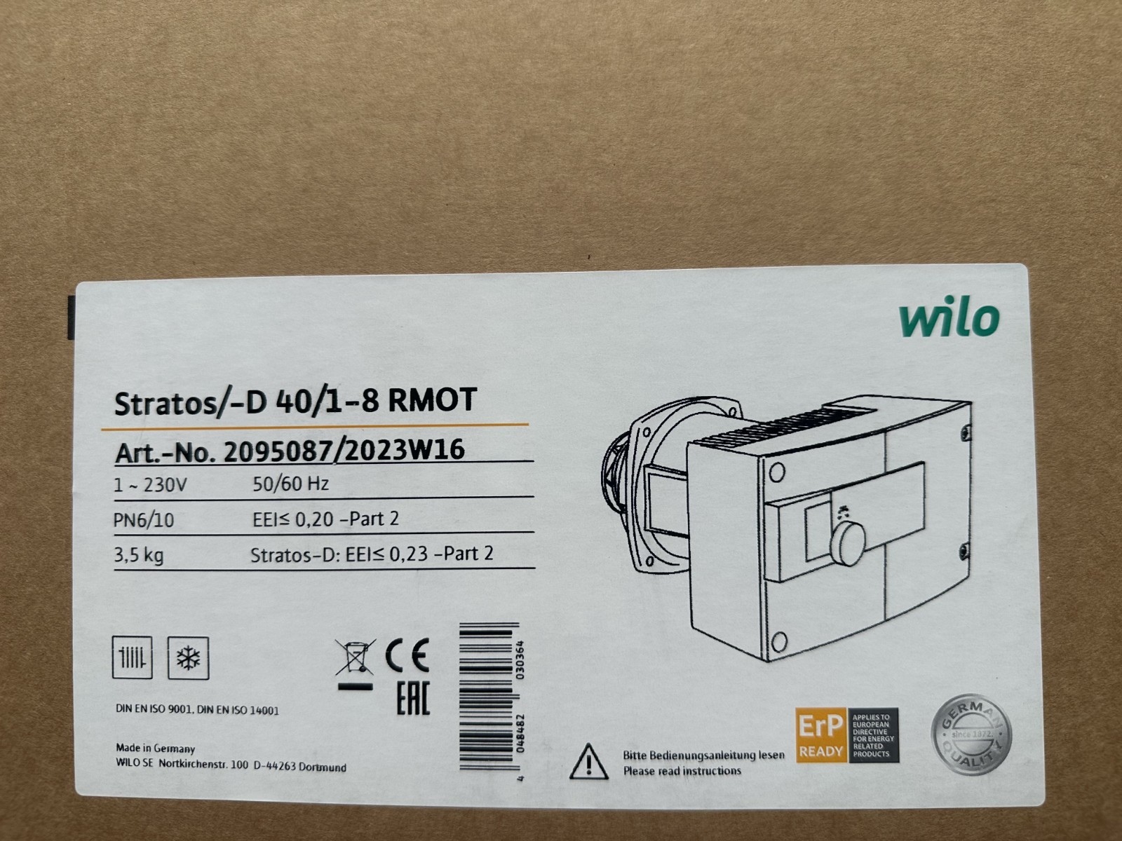 Bloc-moteur Wilo Stratos / Stratos-D 40/1-8 RMOT.CAN – Réf. 2095087 – Neuf