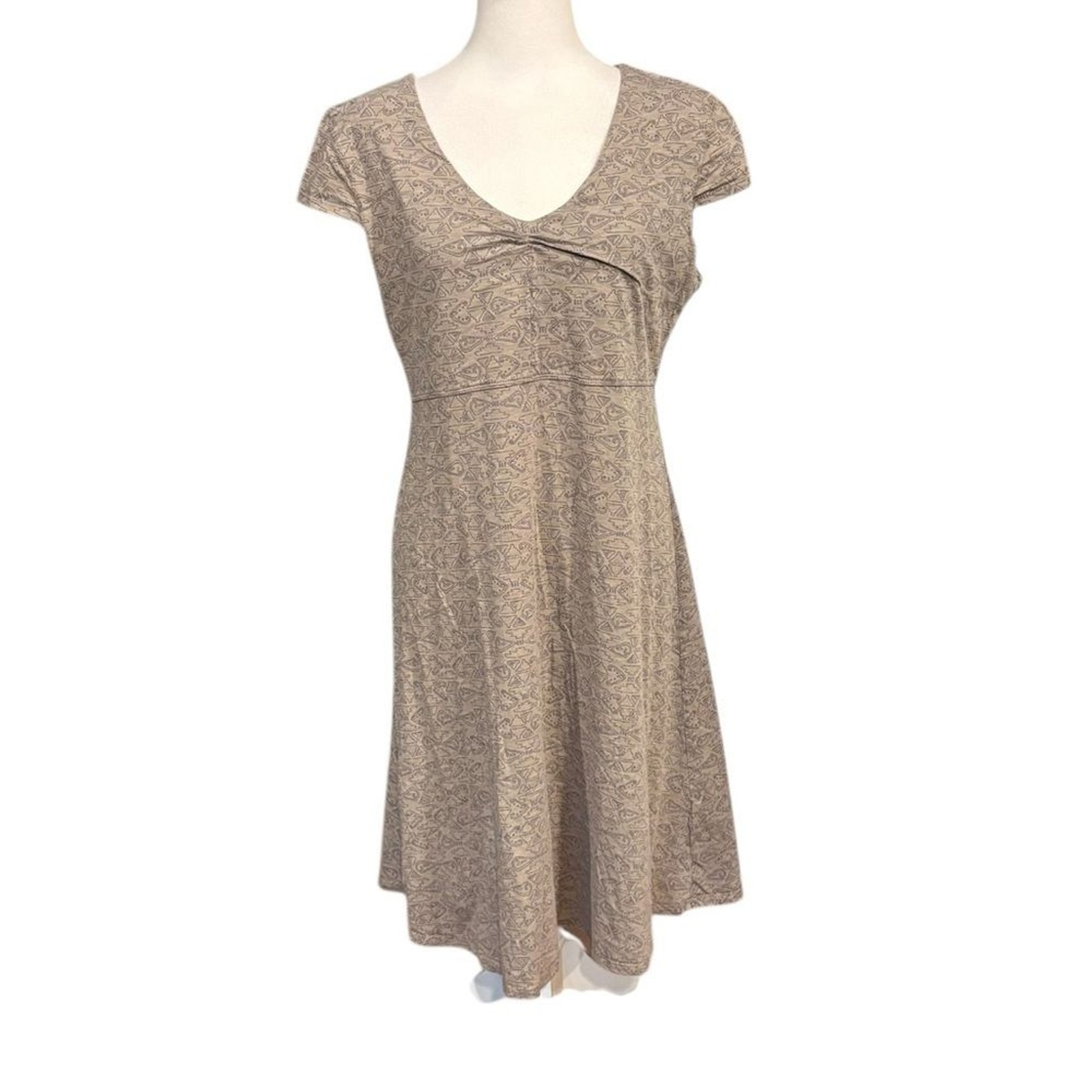Toad & Co Rosemarie Dress Tencel Organic Cotton Womens Large Taupe Gray