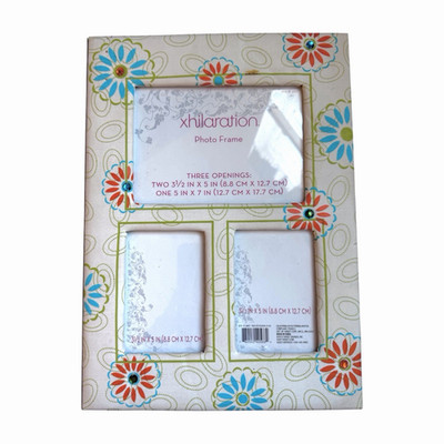 Xhilaration Floral Fabric 3-Opening Collage Picture Frame 10x15 Wall Portrait