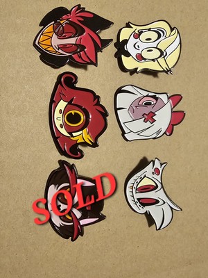 Hazbin Hotel Discontinued 2019 Shark Robot Pins - 5 Of The Main