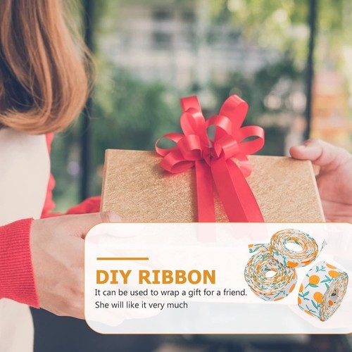 3 Rolls Fruit Pattern Wrapping Ribbon 5M DIY Craft Ribbon Wired Burlap Ribbon... - Picture 3 of 9