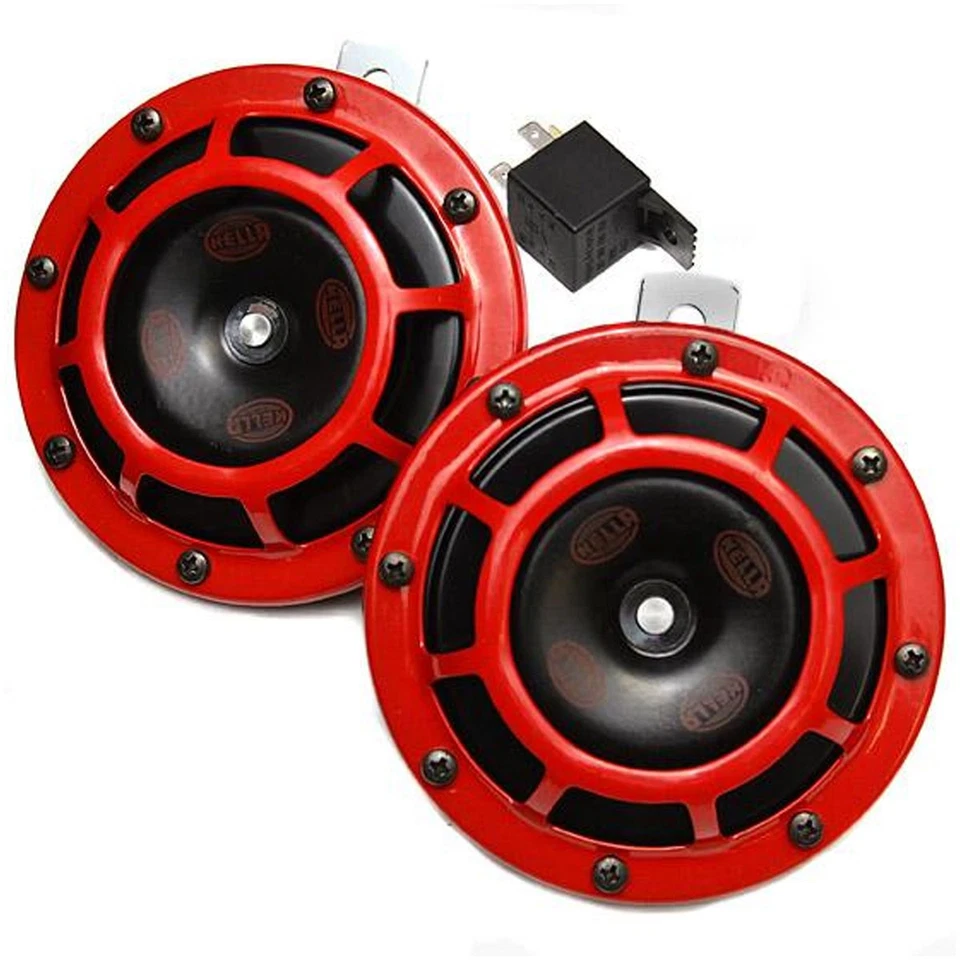 HELLA Supertone 12V High / Low Tone Twin Horn Kit for 02-07 Subaru WRX STI (Red) - Image 2 of 2