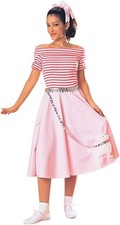 Nifty 50's Poodle Skirt Pink Sock Hop Fancy Dress Up Halloween Adult Costume