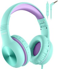 Green Kids Headphones, Microphone, Over-Ear, 85/94dB Volume Limit, Sharing