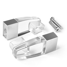 2 Pack Clear Acrylic Towel Bar Brackets with Bright Chrome Sleeve Towel Bar N