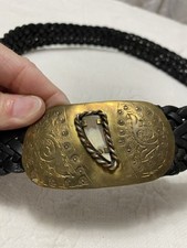 Vintage CHICOS Brass  Leather Belt BOHO Beautiful Size Small