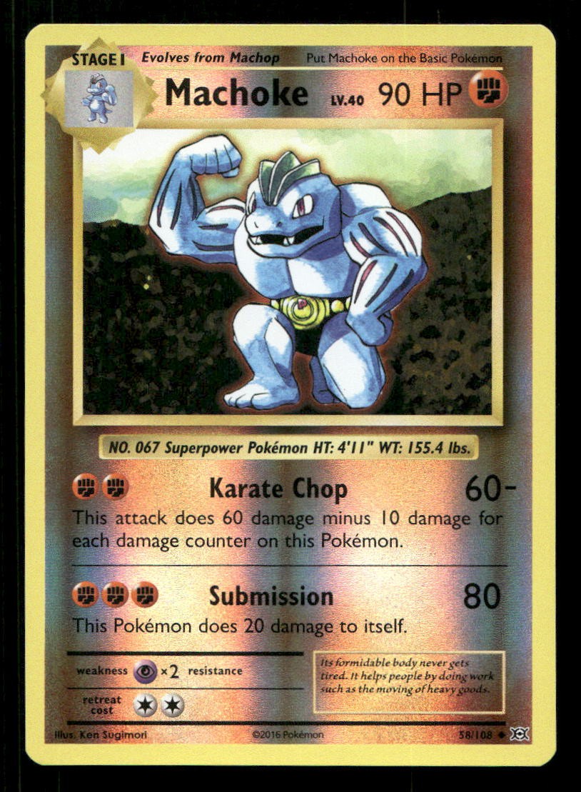 Machoke 58/108 Evolutions Reverse Holo LP Pokemon