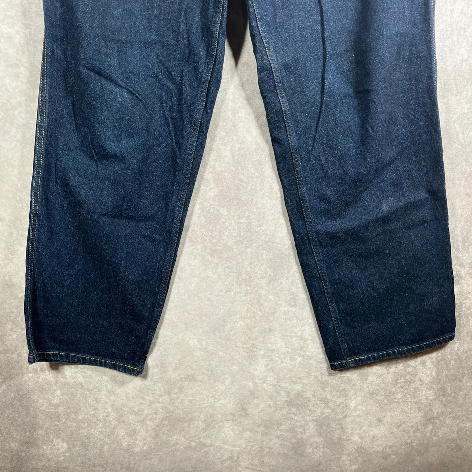 Vintage Tommy Hilfiger Tommy Jeans Mens 30X32 Blue Dark Wash Carpenter Baggy 90s - Image 4 of 4