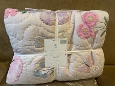 Pottery Barn Kids Wildflower Butterfly Embroidered TWIN Quilt NEW w/tags