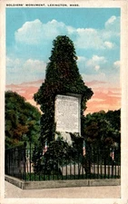 Soldiers' Monument, Lexington, Mass, Tichnor Bros. Inc, Cambridge, U. Postcard