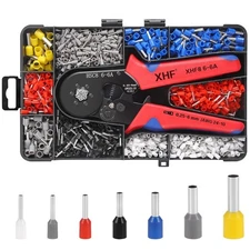 1700 PCS Ferrule Crimping Tool Kit with Hexagonal Ferrule Crimper Insulated W...
