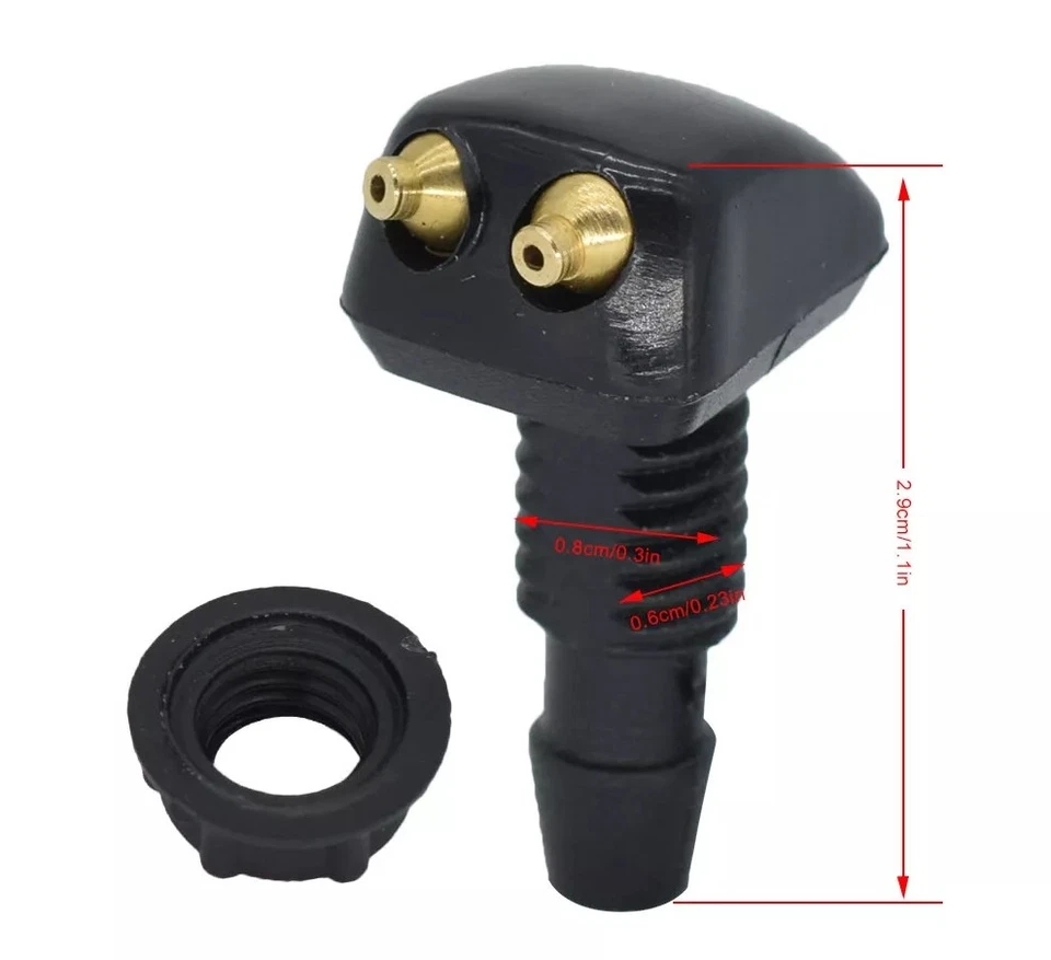 2x Boquilla pulverizadora limpiaparabrisas de coche doble orificio columna recta universal Foto 2 de 4