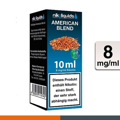 Nikoliquids American Blend 8 mg/ml Flasche 10 ml E-Liquid  50 PG / 50 VG
