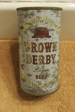 11-ounce BROWN DERBY, flat top beer can by SILVER SPRINGS, Tacoma Washington