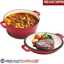 Enamel Dutch Oven Cast Iron Cookware 9L Multi Surface Stovetop Oven Safe Durable