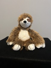 Sloth Plush Dog Squeak Toy 13" Embroidered Eyes And Embellished Bellybutton