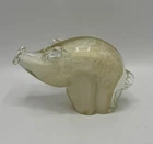 Vintage Murano Glass Pig - Clear  + White Glass + Gold Fleck - Alfredo Barbini?