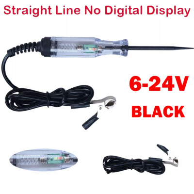 Black 12V Voltage Test Pen Probe 6-24V Car Electric Circuit Tester Straight Line