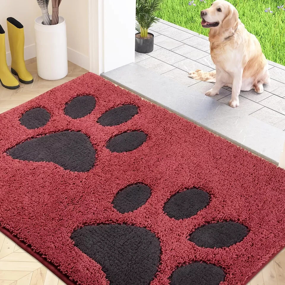 Paw Print Dog Entrance Mat Pet Paw Dirt Trapper Indoor Door Mat 80