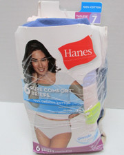 NEW Hanes 6 Pk Pure Comfort Hipsters Underwear Sz 7 Cotton Tagless Panties