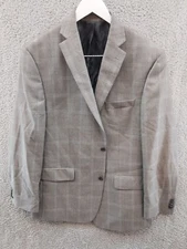 Michael Kors Men's Size 44L  Wool Plaid Print Two Button Blazer Jacket Gray