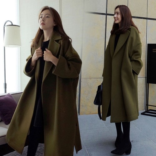 Con solapa para mujer Coreana Suelto Gabardina Abrigo Chaqueta De Invierno  Abrigo Largo de Moda Nuevo | eBay