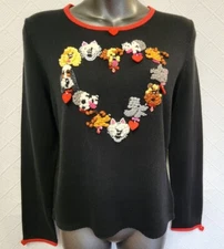 Michael Simon S NWT  Hearts And Dogs Embellished Sweater