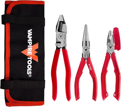 VAMPLIERS 3pc Screw Extractor Set 8.5'' Shearing Pliers, 7.5'' Long Nose, 7'' BOSS