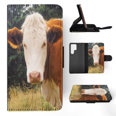 FLIP CASE FOR SAMSUNG GALAXY|BROWN COW FARM ANIMAL #2
