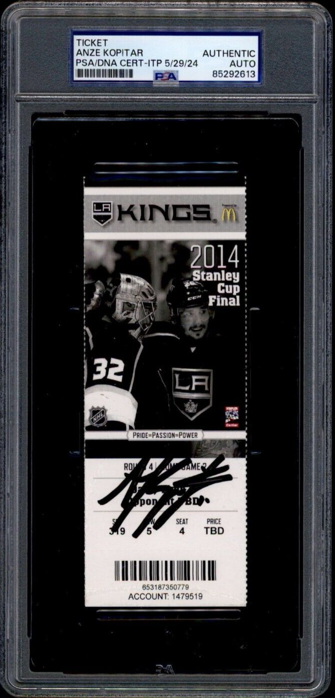 Anze Kopitar Autographed Signed Los Angeles Kings LA KINGS 2014 STANLEY CUP GAME 2 TICKET PSA SLAB 