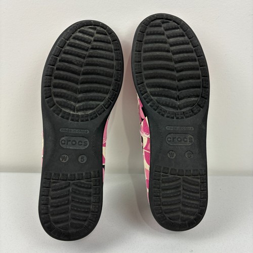 CROCS Size 5 Womens Distressed Slip On Pink Canvas Shoes Loafers - Bild 9 von 10