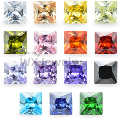 50pcs 2x2mm~15x15mm Square colors Loose Cubic Zirconia AAAAA CZ Stone Gemstone