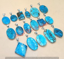 Natural Turquoise Gemstone 925 Sterling Silver Plated Wholesale Pendants Lot