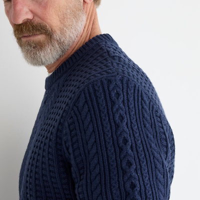 トップス 90s J.CREW cotton knit sweater navy NWT - J. CREW Cotton Cable-Knit Crewneck Sweater, Navy, Size XL