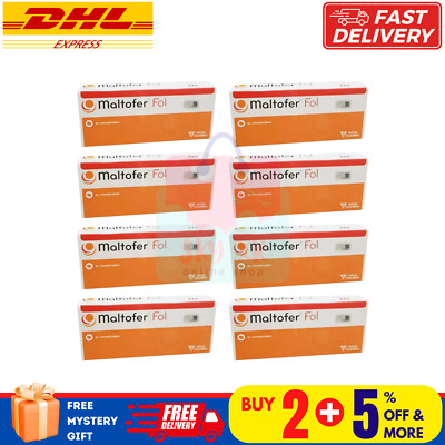 8 X Original MALTOFER FOL CHEWABLE TABLETS 30'S  For Iron Deficiency