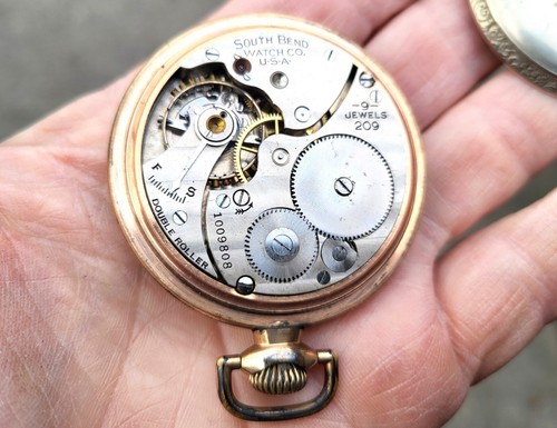 South Bend Pocket Watch Grade 209 16S 9J c1922 Open Face RUNNING Antique Men's - Picture 10 of 20