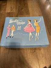 Blue Barbie and Midge Doll Case 1963 Clothes Wardrobe Trunk Case Blue