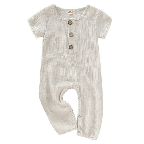 Mode Baby Mädchen langer Strampler Sommer einfarbig Kurzarm Overalls Outfits - Bild 6 von 16