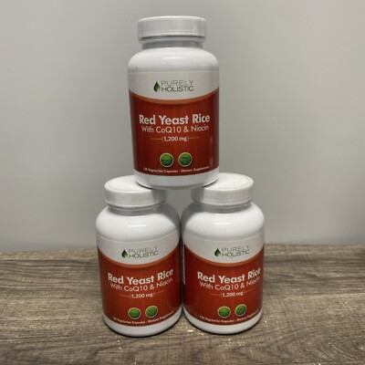 3x Purely Holistic Red Yeast Rice 1200mg w/ CoQ10 & Niacin 120 Veg Caps 11/26
