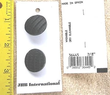 Black round textured plastic buttons 7/8" set of 2 made in Spain NEW