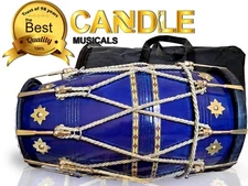 SPECIAL DHOLAK DRUM ROPE + BOLT TUNED~NATURAL WOOD COLOR POLISH~HAND MADE INDIAN