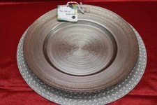 THE ART OF TABLETOP ROUND GLASS BUFFET CHARGER PLATES-MADE IN TURKEY-GOLD-S/2